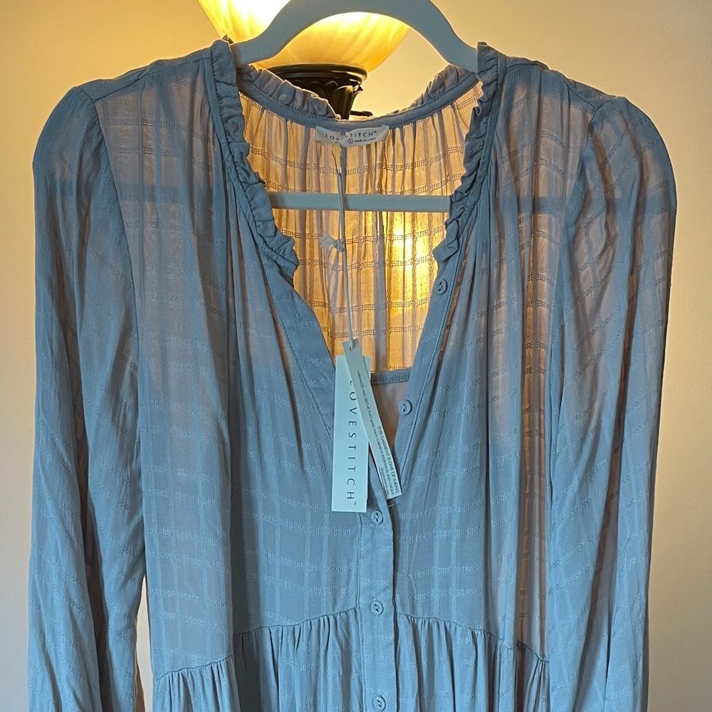 LOVESTITCH - Blue Elegant Farmhouse Dress - SMALL - One of a kind - NEW!